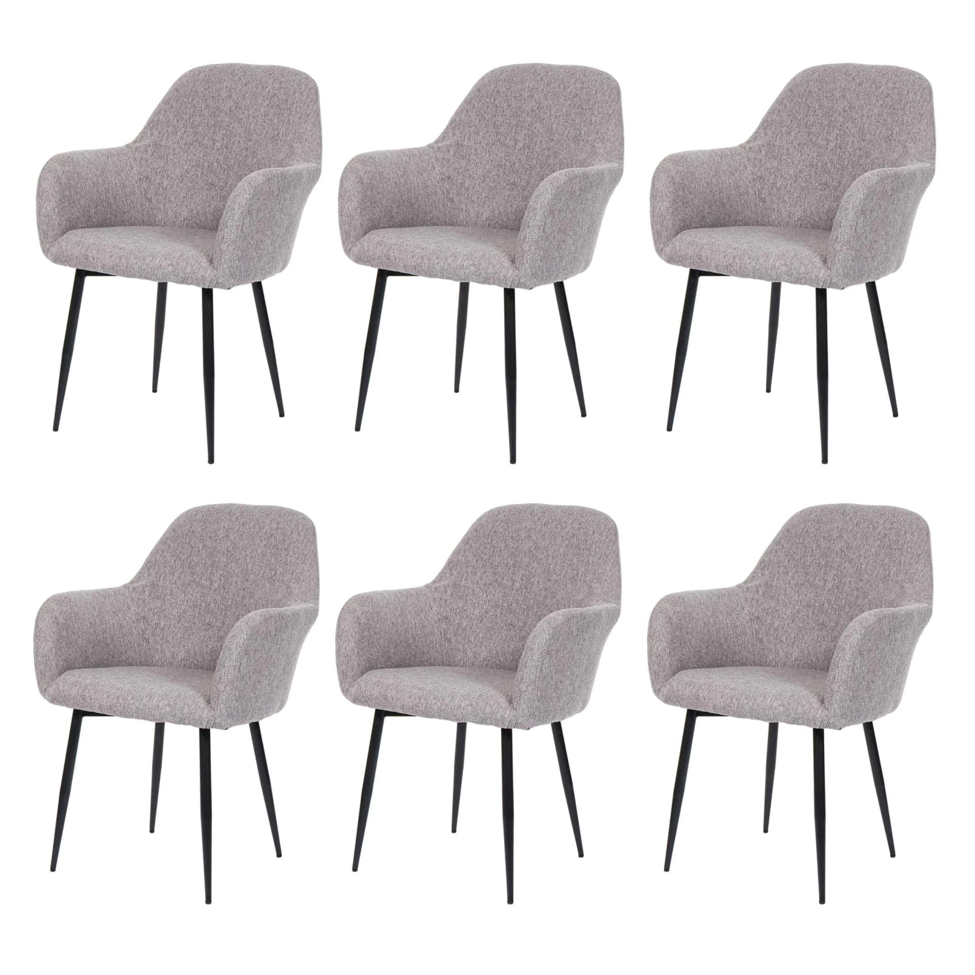 6er-Set Esszimmerstuhl MCW-F18 Retro Design Grau Stoff Schwarze Beine - Bild 2