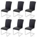 6er-Set Esszimmerstuhl MCW-F36 Freischwinger Kunstleder Schwarz Bild 2