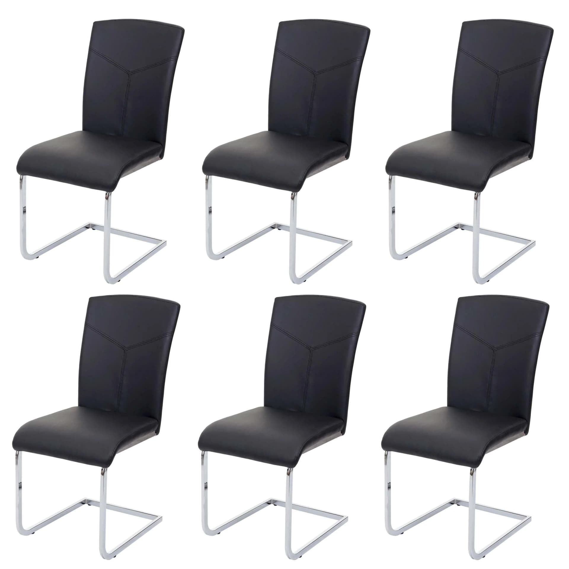 6er-Set Esszimmerstuhl MCW-F36 Freischwinger Kunstleder Schwarz - Bild 2