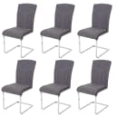 MCW 6er-Set Esszimmerstuhl Freischwinger Grau Stoff Bild 2