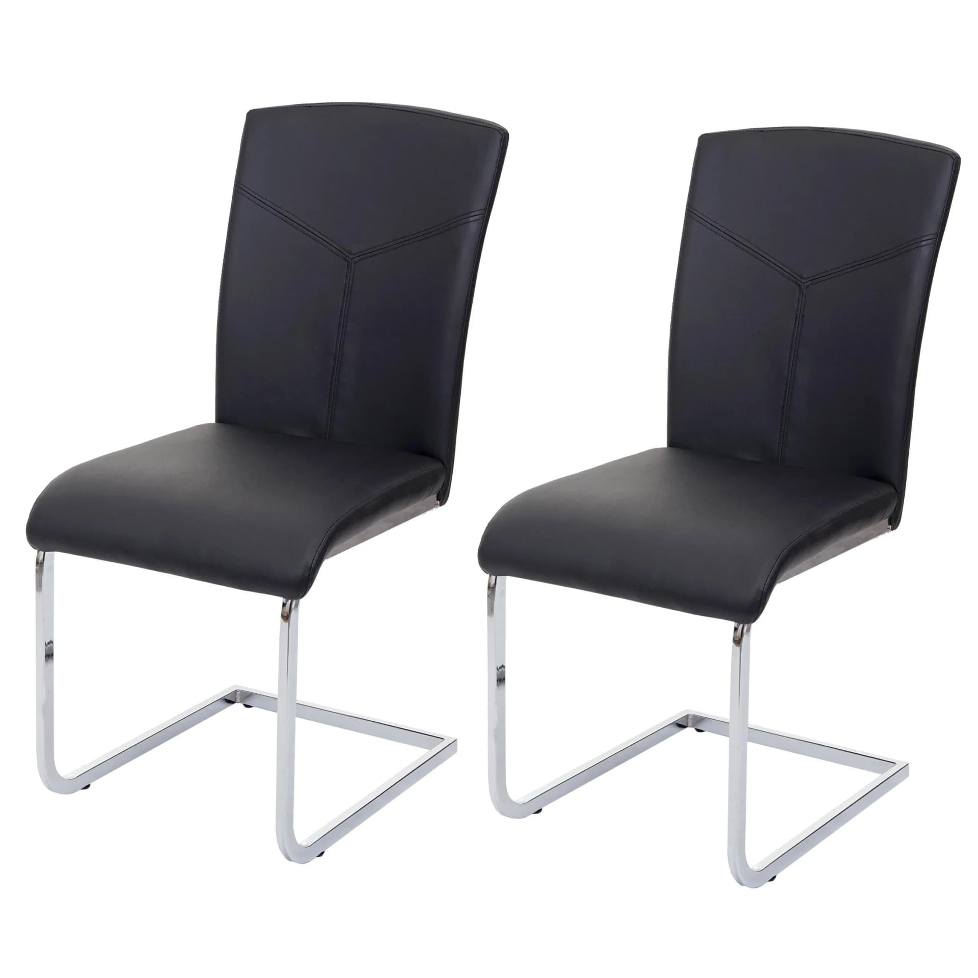 2er-Set Esszimmerstuhl MCW-F36 Freischwinger Kunstleder Schwarz - Bild 2