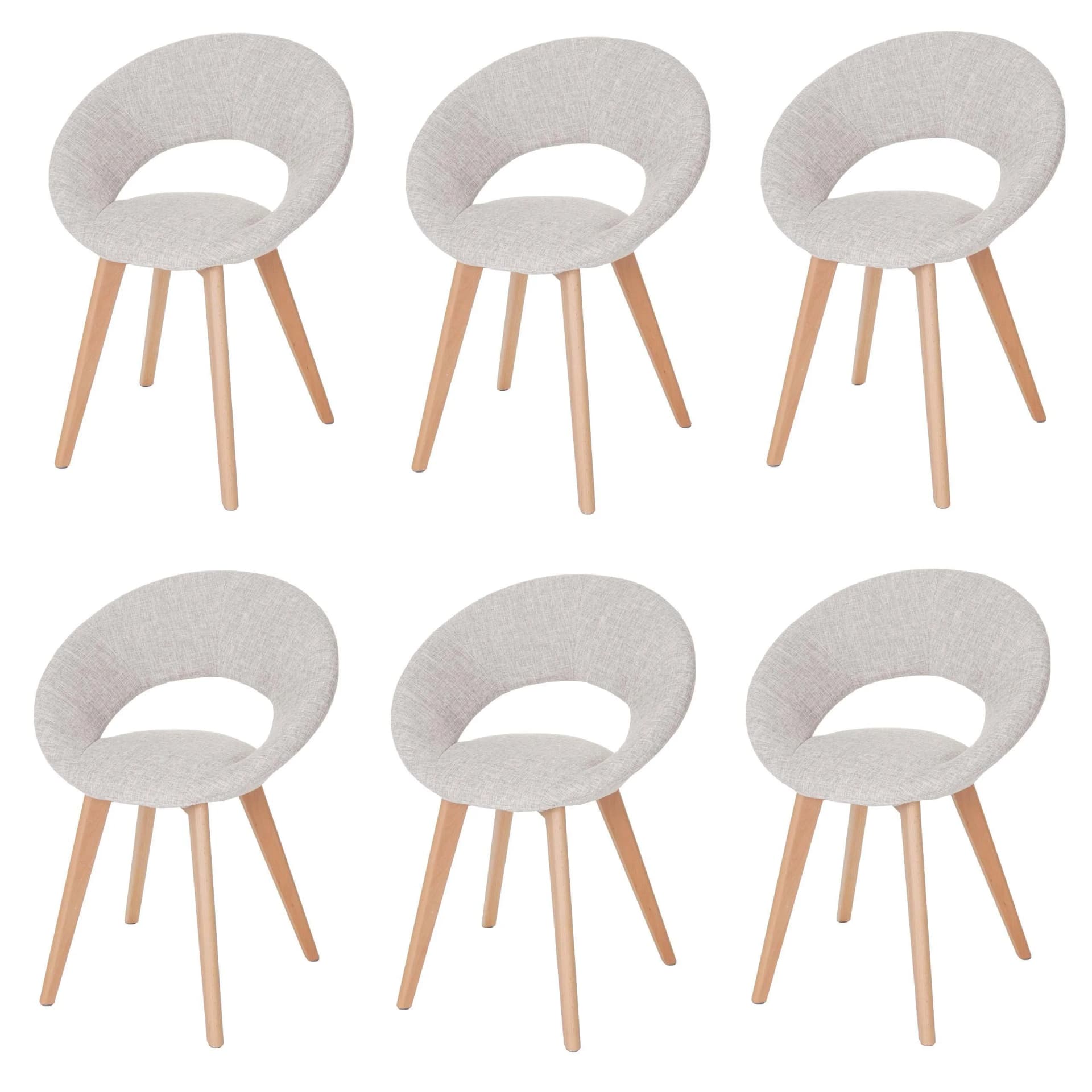 MCW 6er-Set Esszimmerstuhl Almada III Retro 50er Jahre Design Creme/Grau - Bild 2