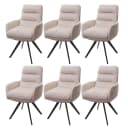 MCW Esszimmerstuhl 6er-Set Grau Beige 90° drehbar mit Armlehne Bild 2