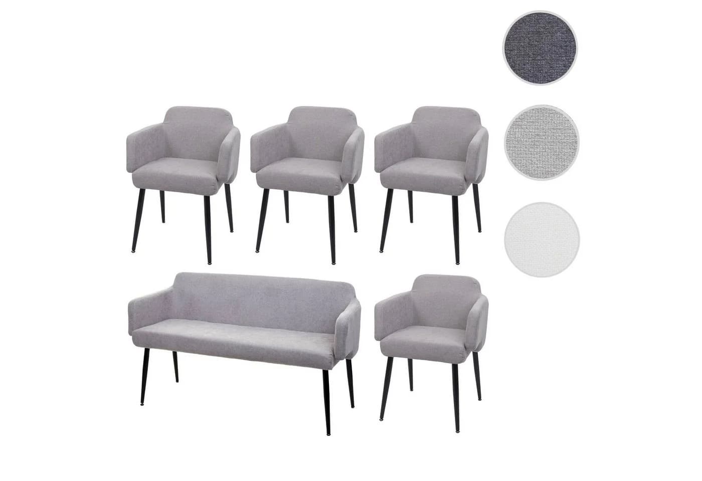 MCW Esszimmer-Set 5-tlg. Stuhl+Sitzbank grau Stoff - Bild 4