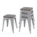 4er-Set Hocker MCW-A73 Grau Metall Holz-Sitzfläche Stapelbar Bild 1