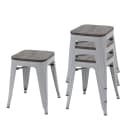 4er-Set Hocker MCW-A73 Grau Metall Holz-Sitzfläche Stapelbar Bild 2
