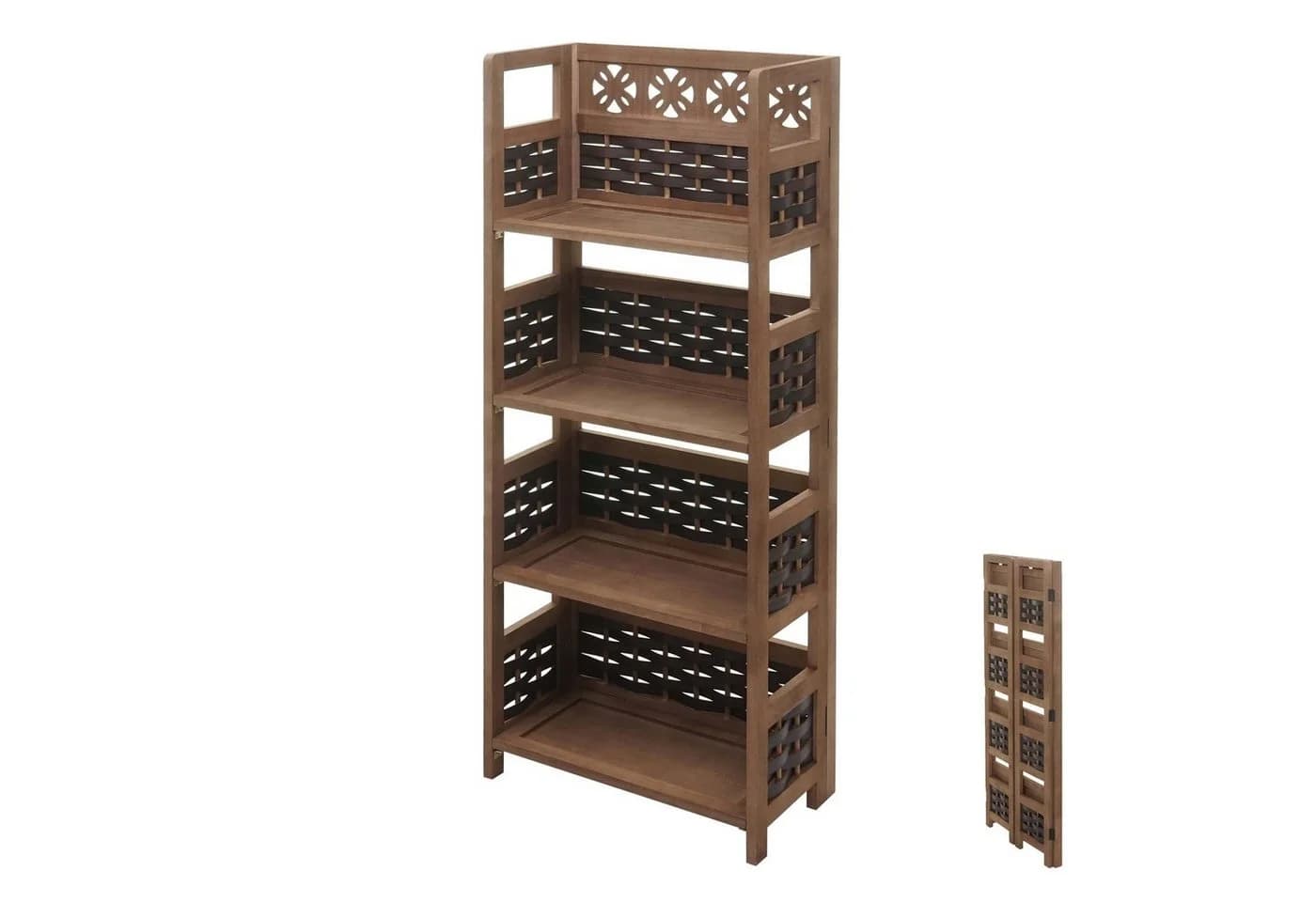MCW Regal MCW-K86 Standregal klappbar 4 Ablagen Holz dunkelbraun - Bild 2