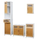 Badezimmerset MCW-A85 Hochschrank Hängeschrank Kommode Bambus Weiß Bild 2