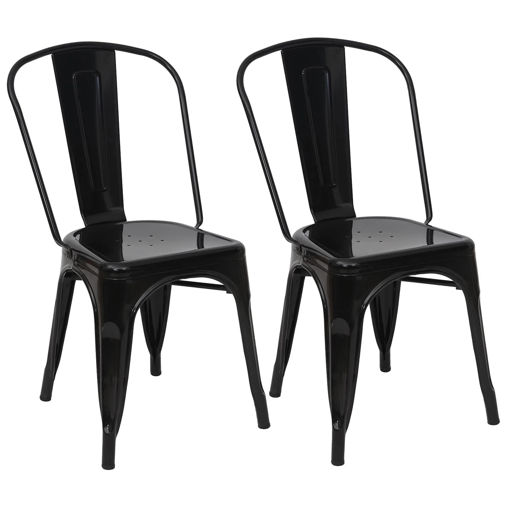 MCW 2er-Set Bistrostuhl Stapelbar Metall Schwarz Industriedesign