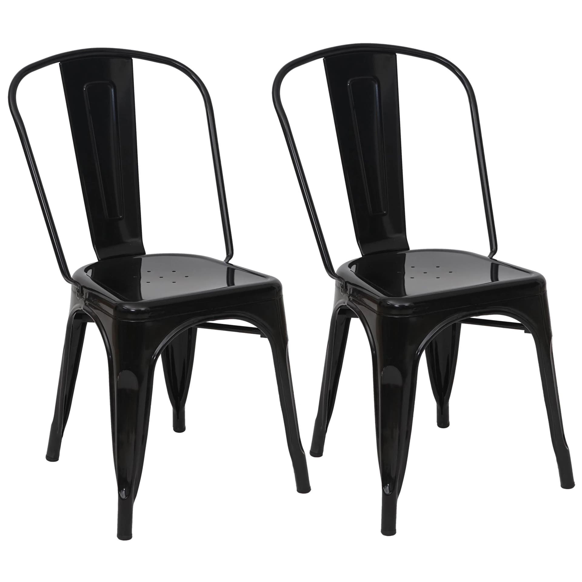 MCW 2er-Set Bistrostuhl Stapelbar Metall Schwarz Industriedesign - Bild 2