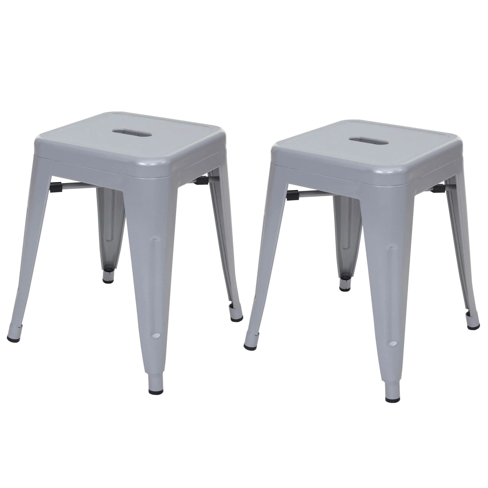 MCW 2er-Set Hocker Metall Grau Industriedesign Stapelbar - Bild 2