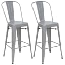 MCW 2er-Set Barhocker Grau Metall Industriedesign mit Lehne Bild 1
