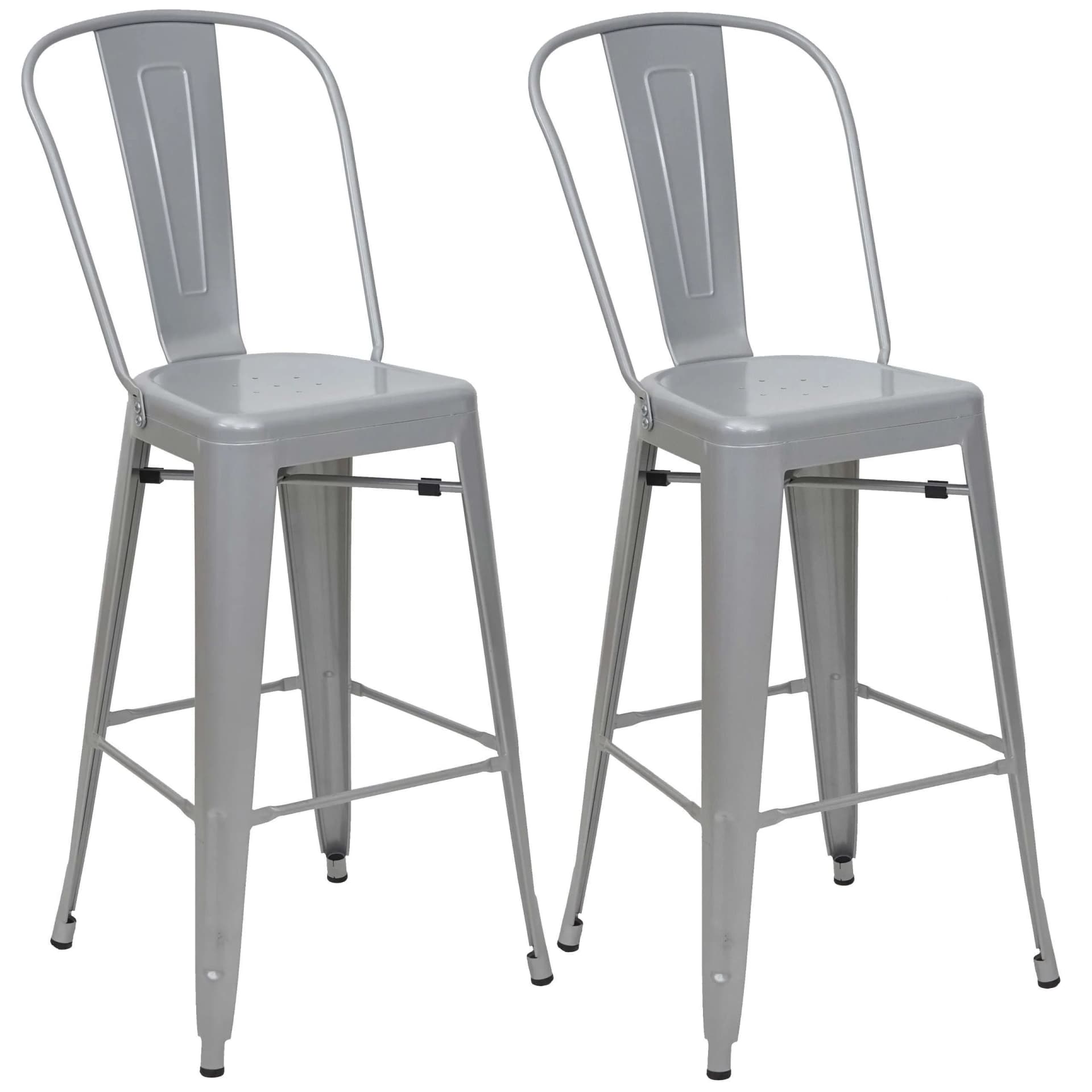 MCW 2er-Set Barhocker Grau Metall Industriedesign mit Lehne - Bild 2