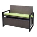 MCW Poly-Rattan 2er Sitzbank grau mit Staufach und grünen Kissen Bild 1