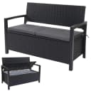 MCW Gartenbank MCW-F39 Poly-Rattan Grau mit Staufach und Kissen Bild 1