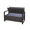 MCW Gartenbank MCW-F39 Poly-Rattan Grau mit Staufach und Kissen Bild 2