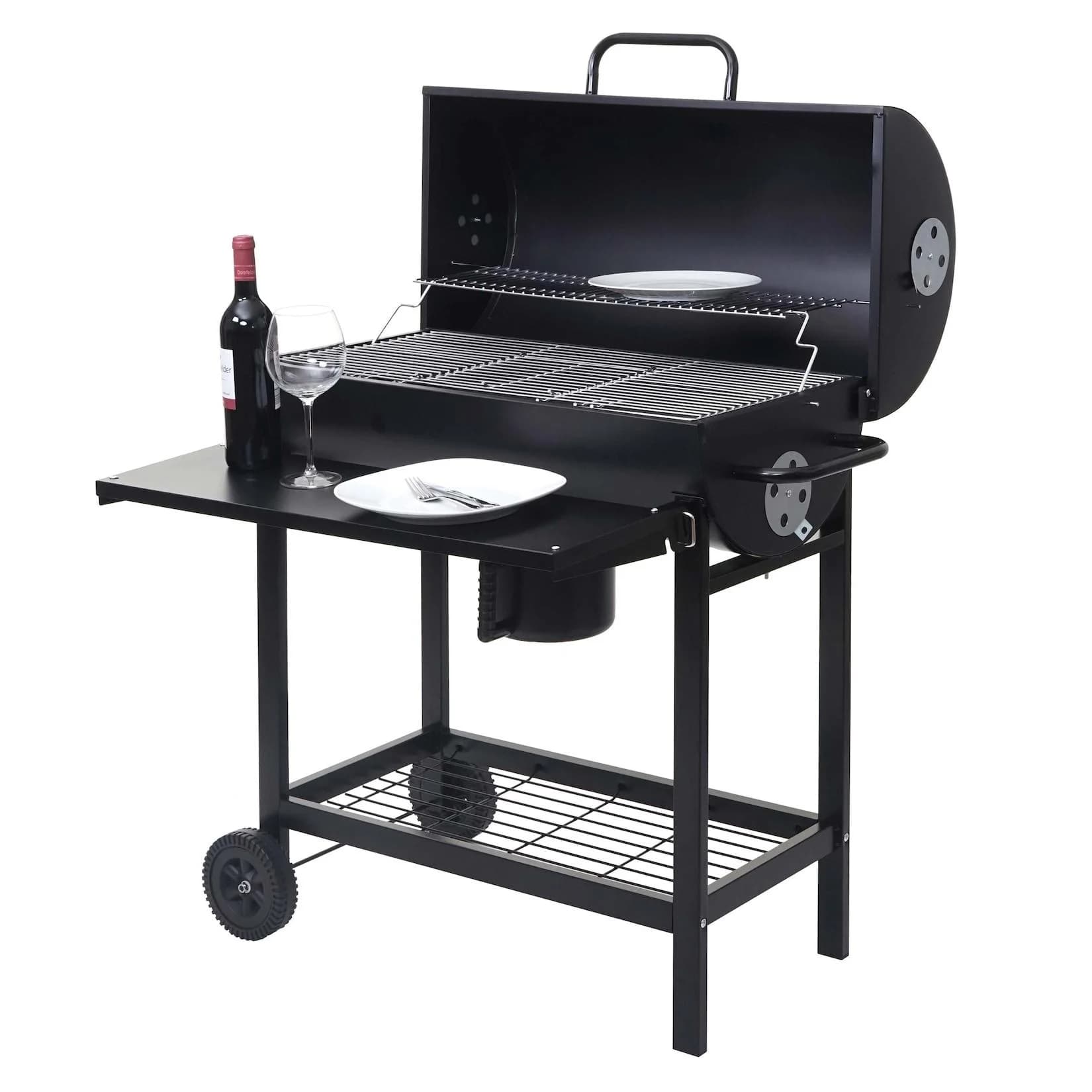 Grillwagen MCW-F70 Holzkohlegrill mit Deckel und Ablage