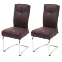 MCW 2er-Set Esszimmerstuhl MCW-G56 Braun Wildleder-Optik Freischwinger Bild 2