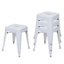 MCW 4er-Set Hocker Weiß Metall Industriedesign Stapelbar Bild 2