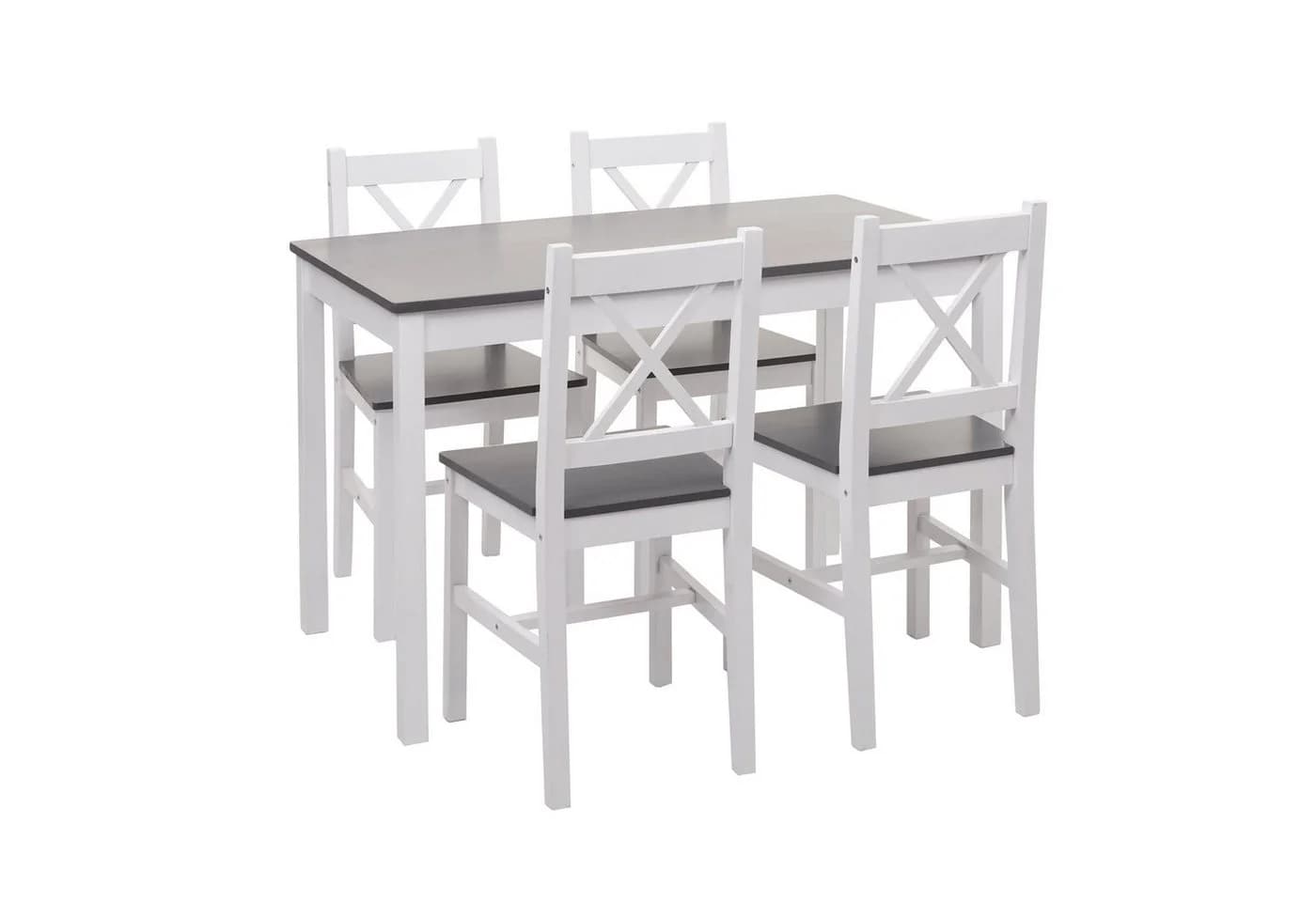 MCW Esszimmer-Set 5-tlg. Landhausstil Massivholz Weiß-Grau - Bild 2