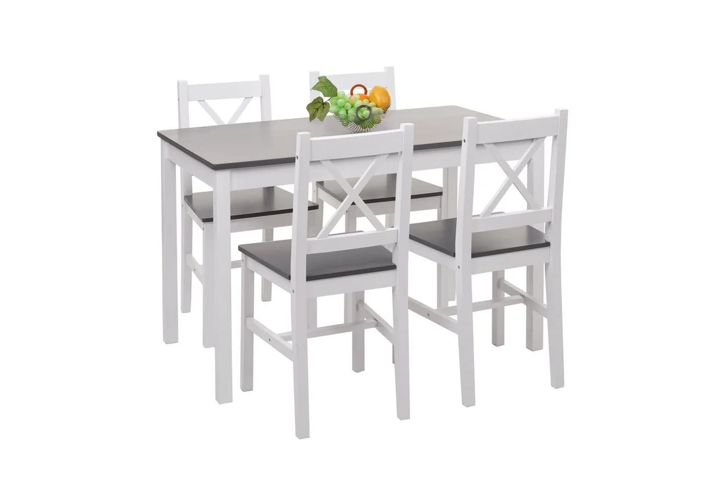 MCW Esszimmer-Set 5-tlg. Landhausstil Massivholz Weiß-Grau - Bild 3