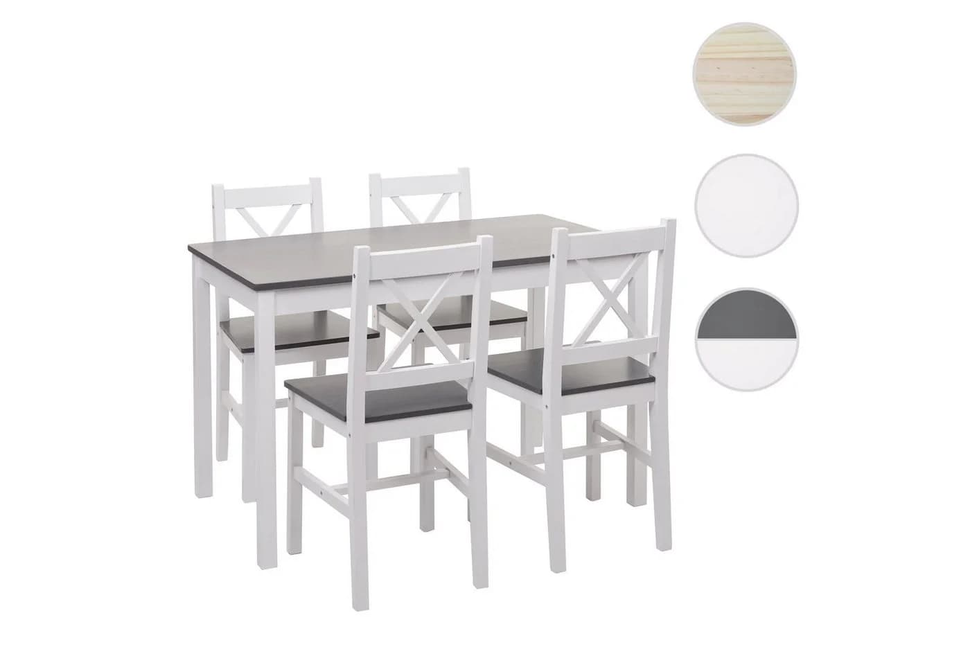 MCW Esszimmer-Set 5-tlg. Landhausstil Massivholz Weiß-Grau - Bild 4