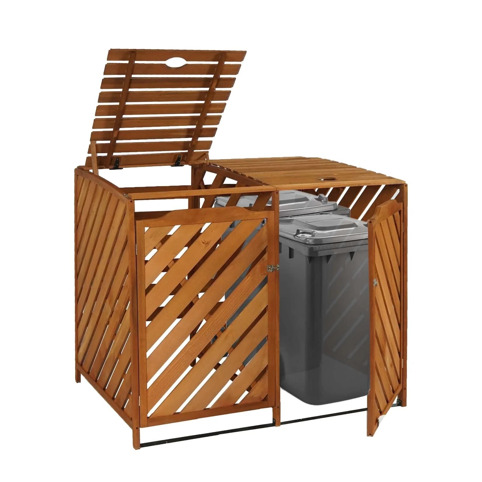 MCW Mülltonnenbox XL Braun Holz Erweiterbar