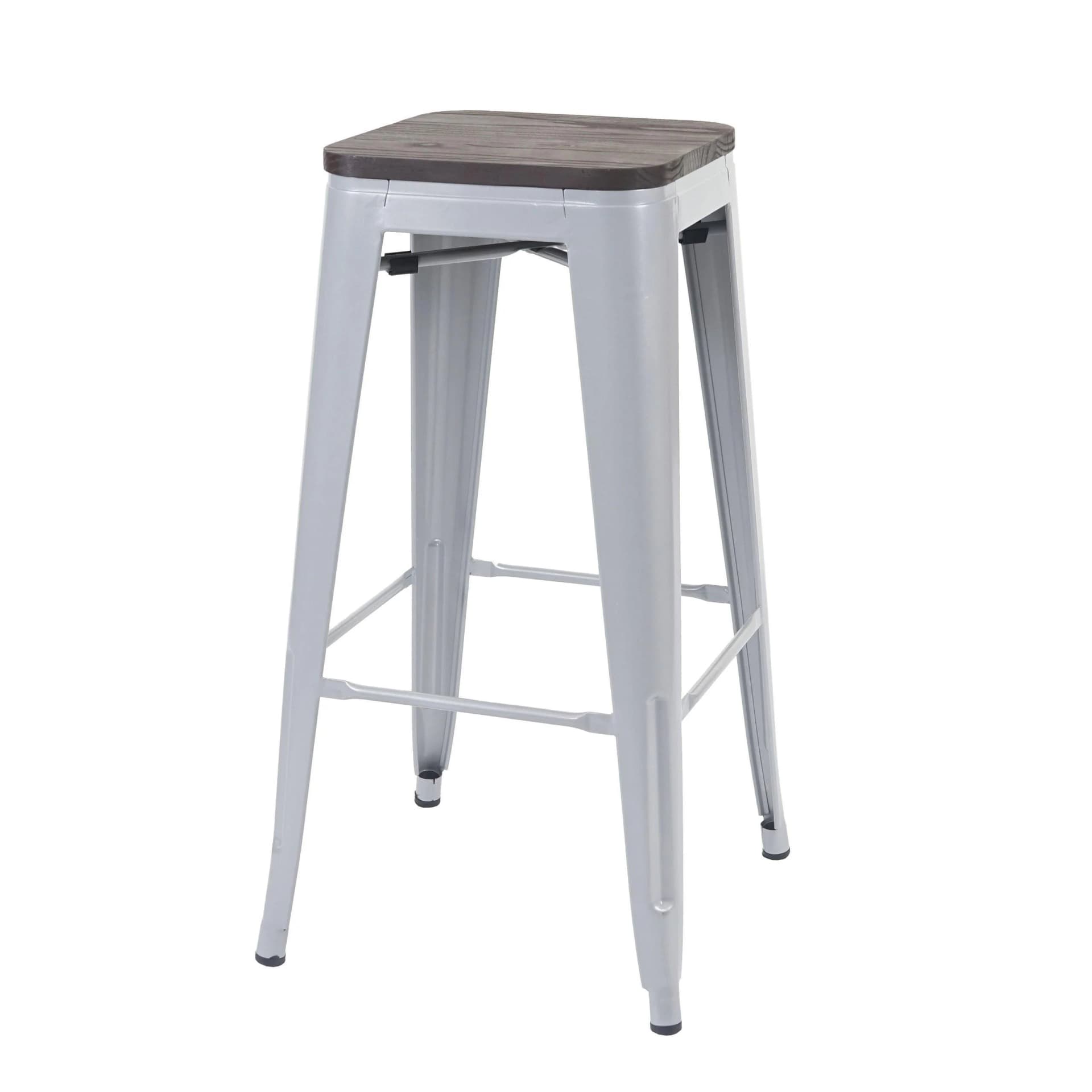 MCW Barhocker MCW-A73 Grau Metall Holz-Sitzfläche Stapelbar Industriedesign - Bild 2