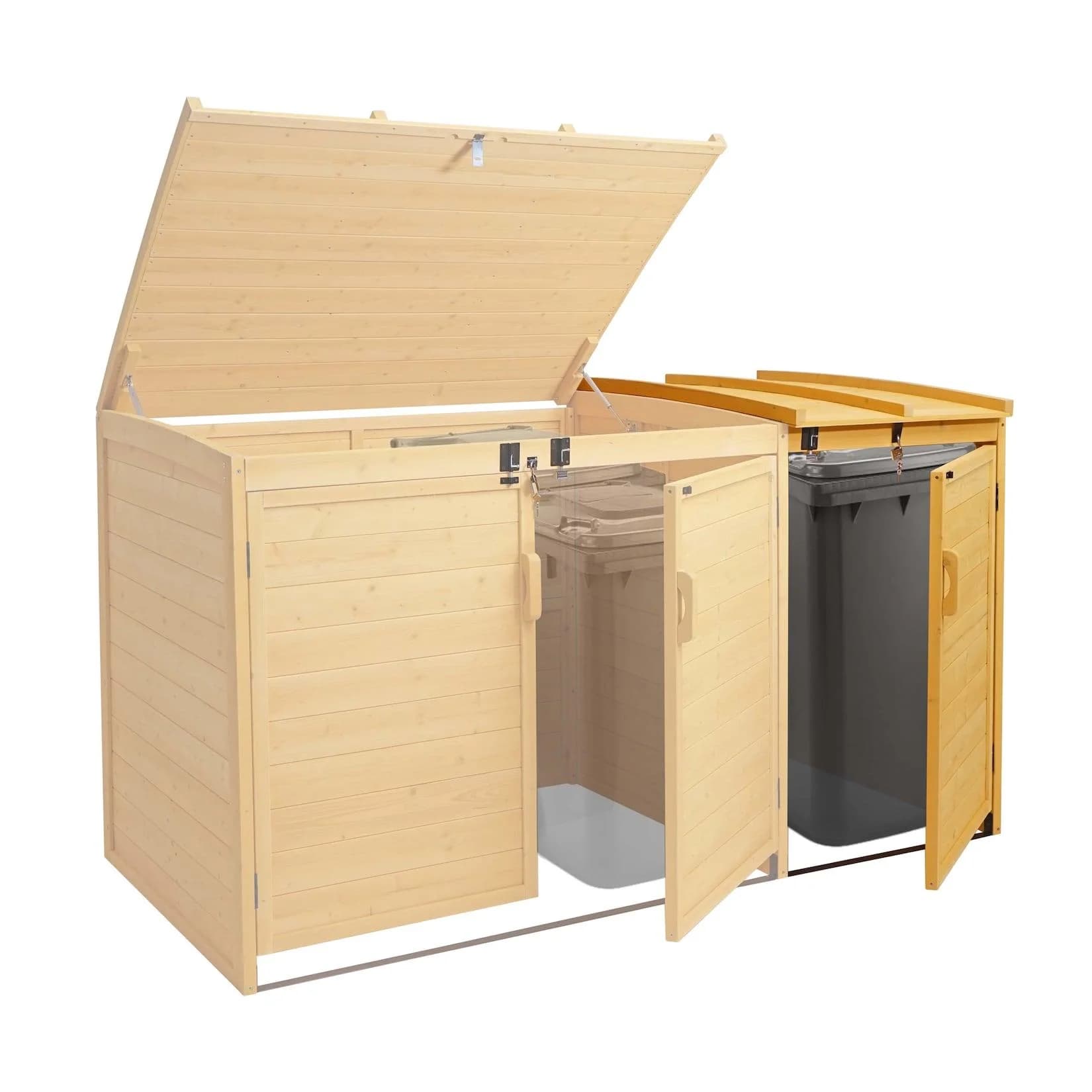 MCW XL Mülltonnenbox Erweiterung Braun Holz 120x68x104cm