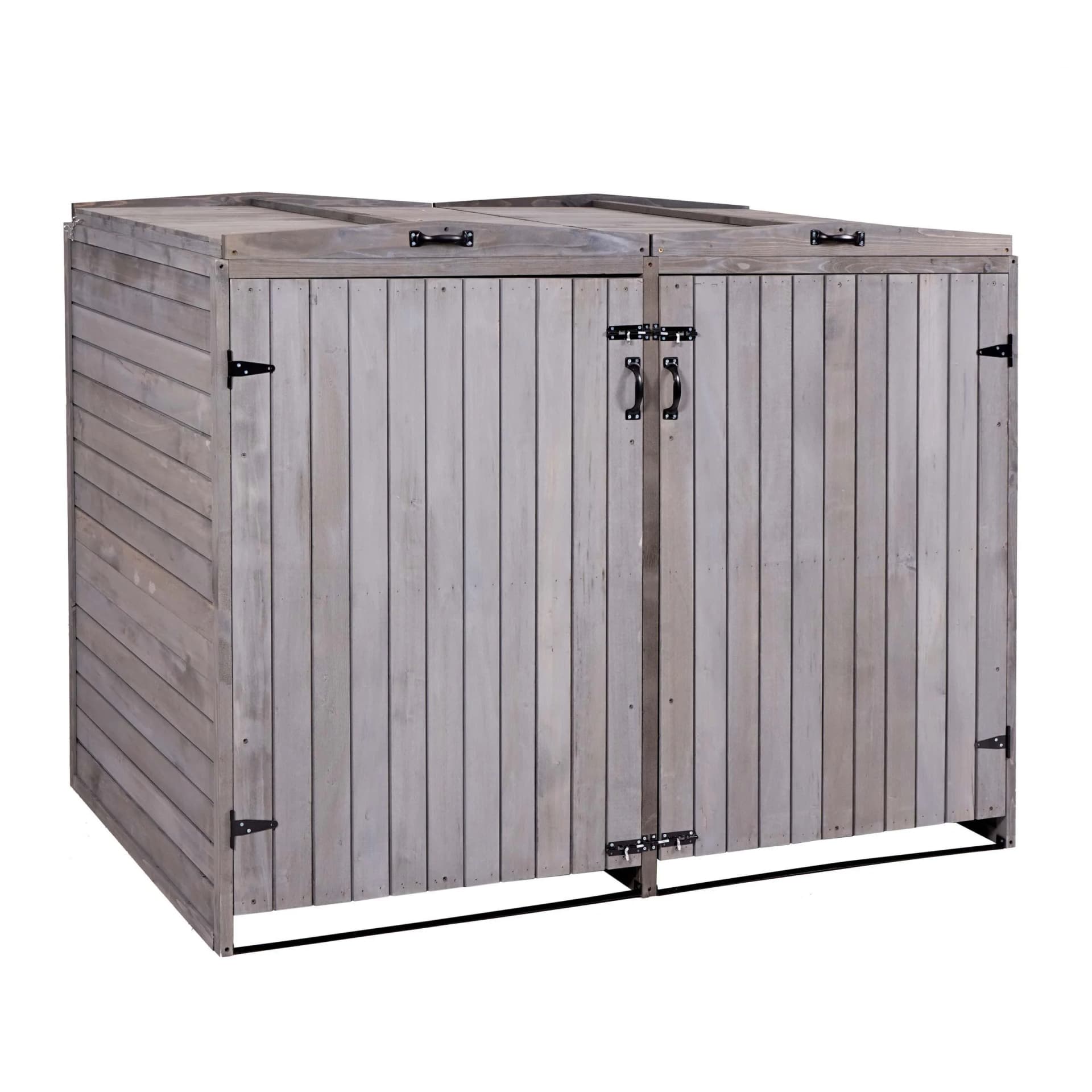 XL Mülltonnenverkleidung MCW-H74 - Holz anthrazit-grau - Bild 2