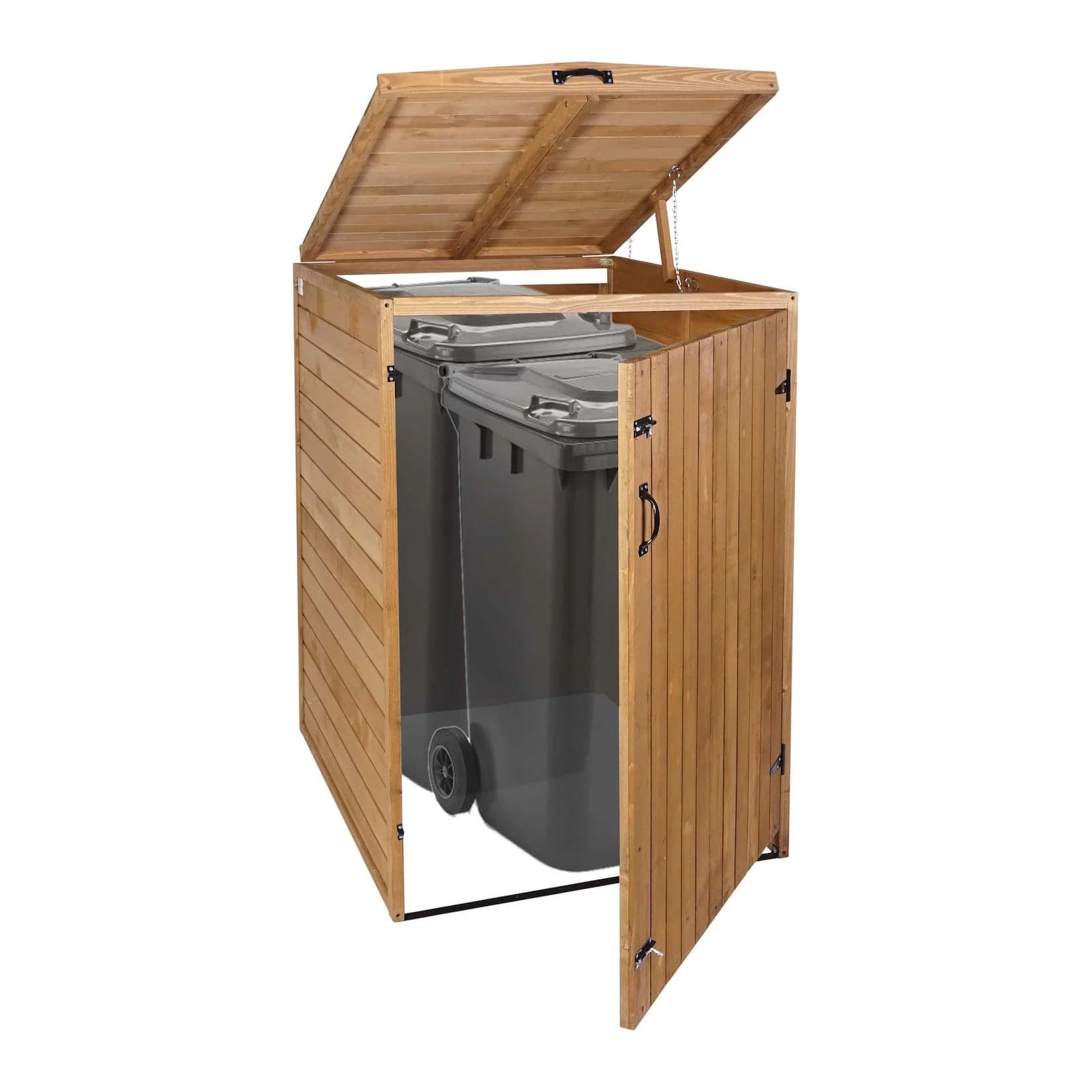 MCW Mülltonnenbox XL Braun Holz 1er-/2er-Verkleidung