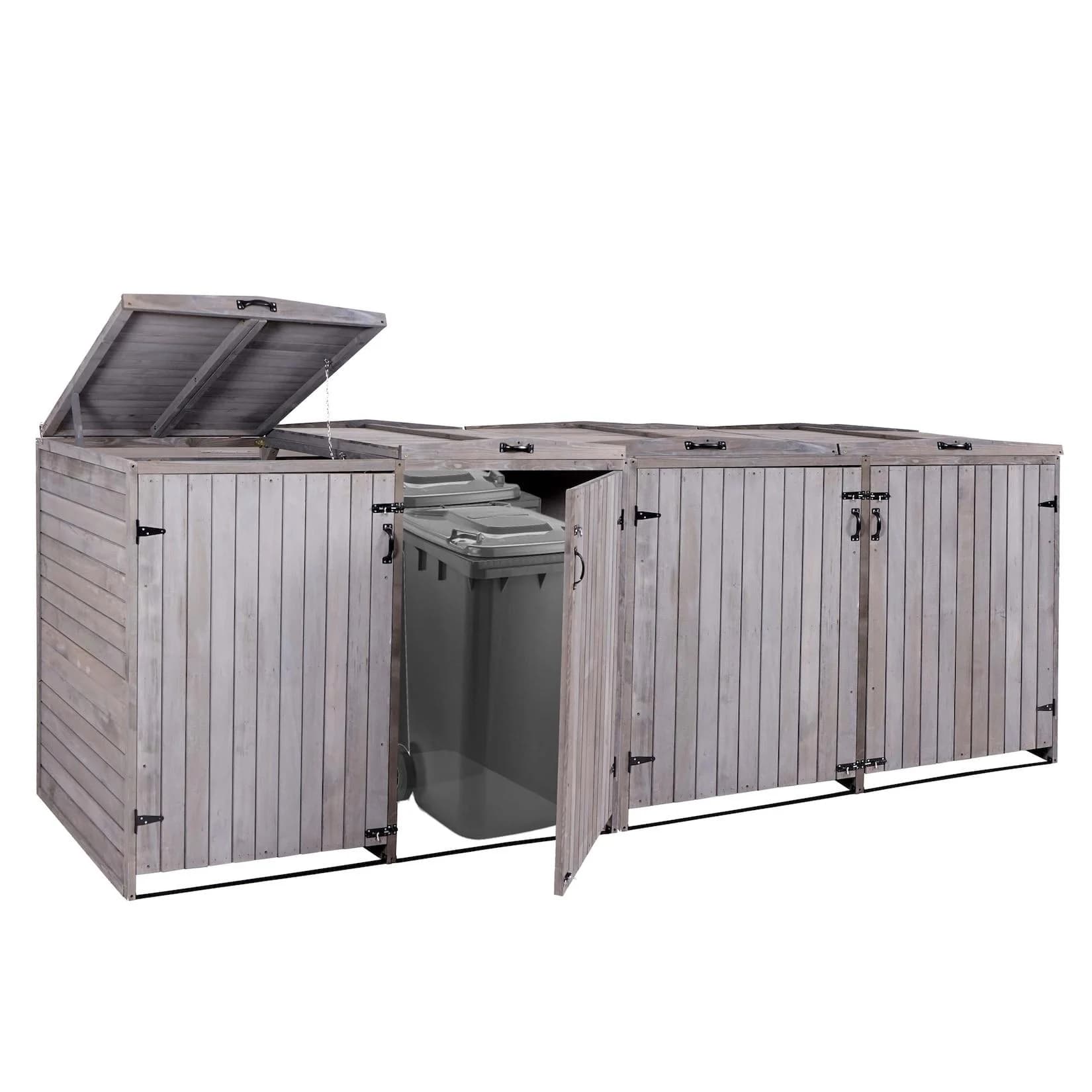 XL Mülltonnenbox 4er/8er - Anthrazit-grau - Holzverkleidung