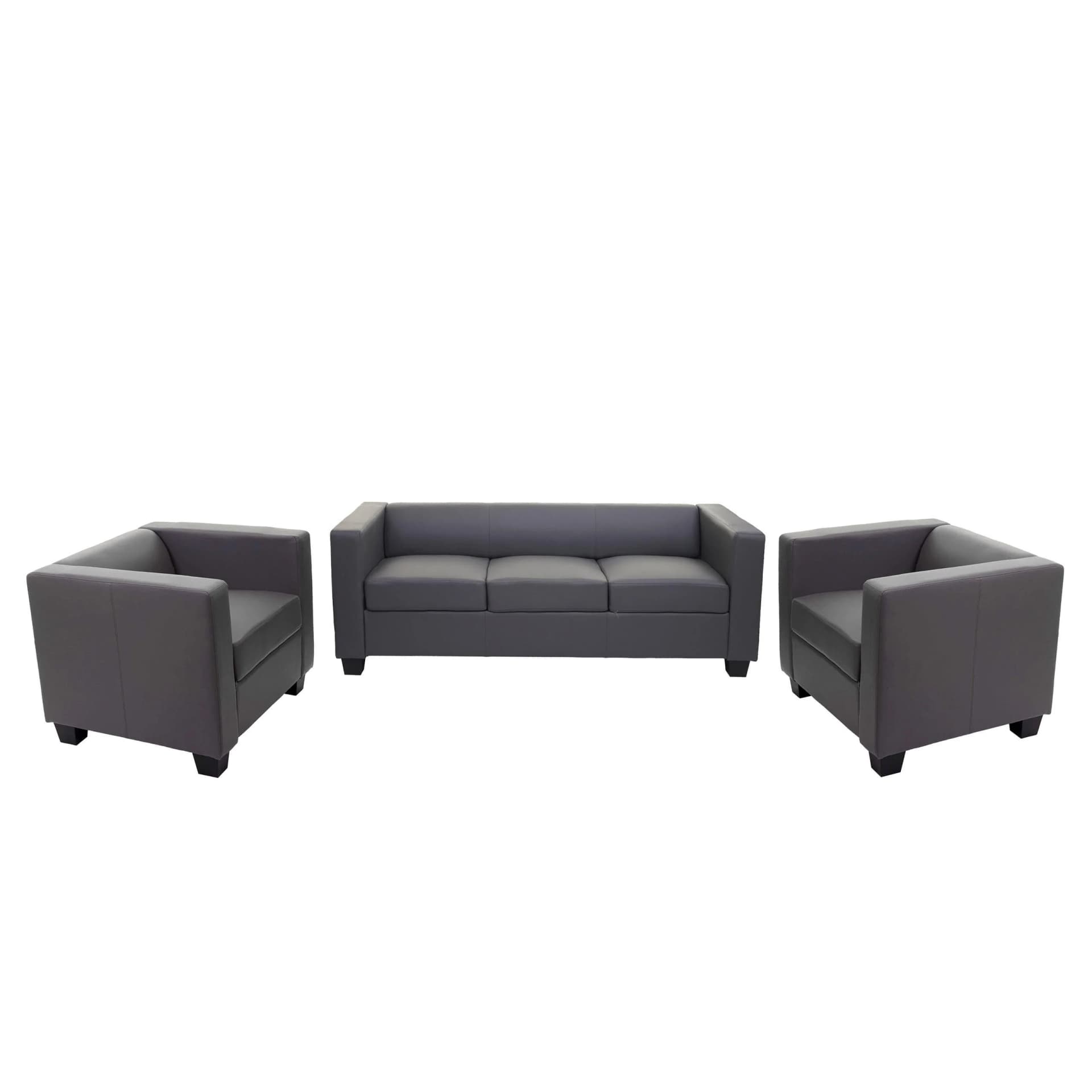 MCW 3-1-1 Couchgarnitur Lille Kunstleder Dunkelgrau - Bild 2