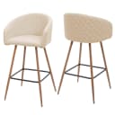 2er-Set Barhocker MCW-D72 mit Lehne, Metall Holzoptik, Stoff creme-beige Bild 2