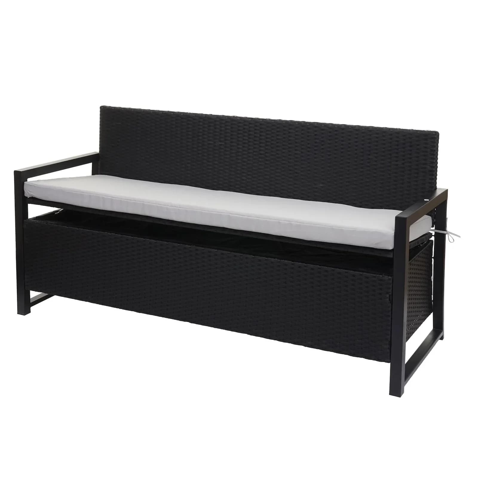 MCW Sitzbank MCW-F39 Poly-Rattan 3er Gartenbank mit Staufach Anthrazit Grau