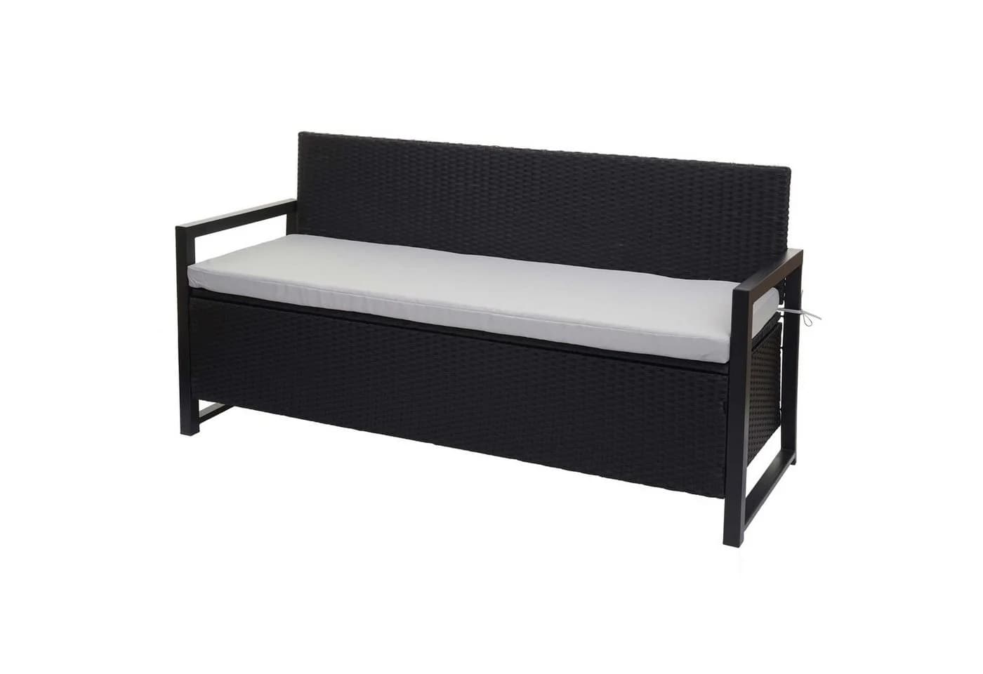 MCW Sitzbank MCW-F39 Poly-Rattan 3er Gartenbank mit Staufach Anthrazit Grau - Bild 2