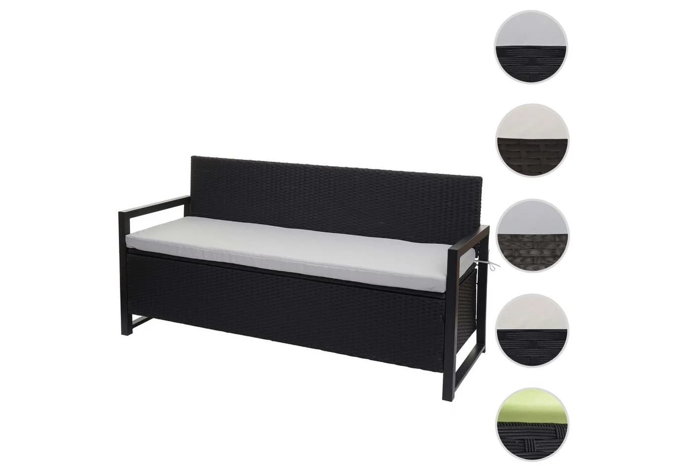 MCW Sitzbank MCW-F39 Poly-Rattan 3er Gartenbank mit Staufach Anthrazit Grau - Bild 4