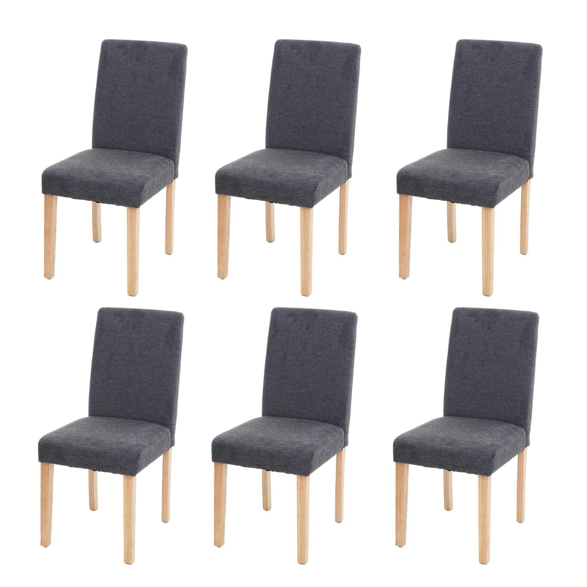 MCW 6er-Set Esszimmerstuhl Littau Textil Anthrazitgrau Helle Beine - Bild 2