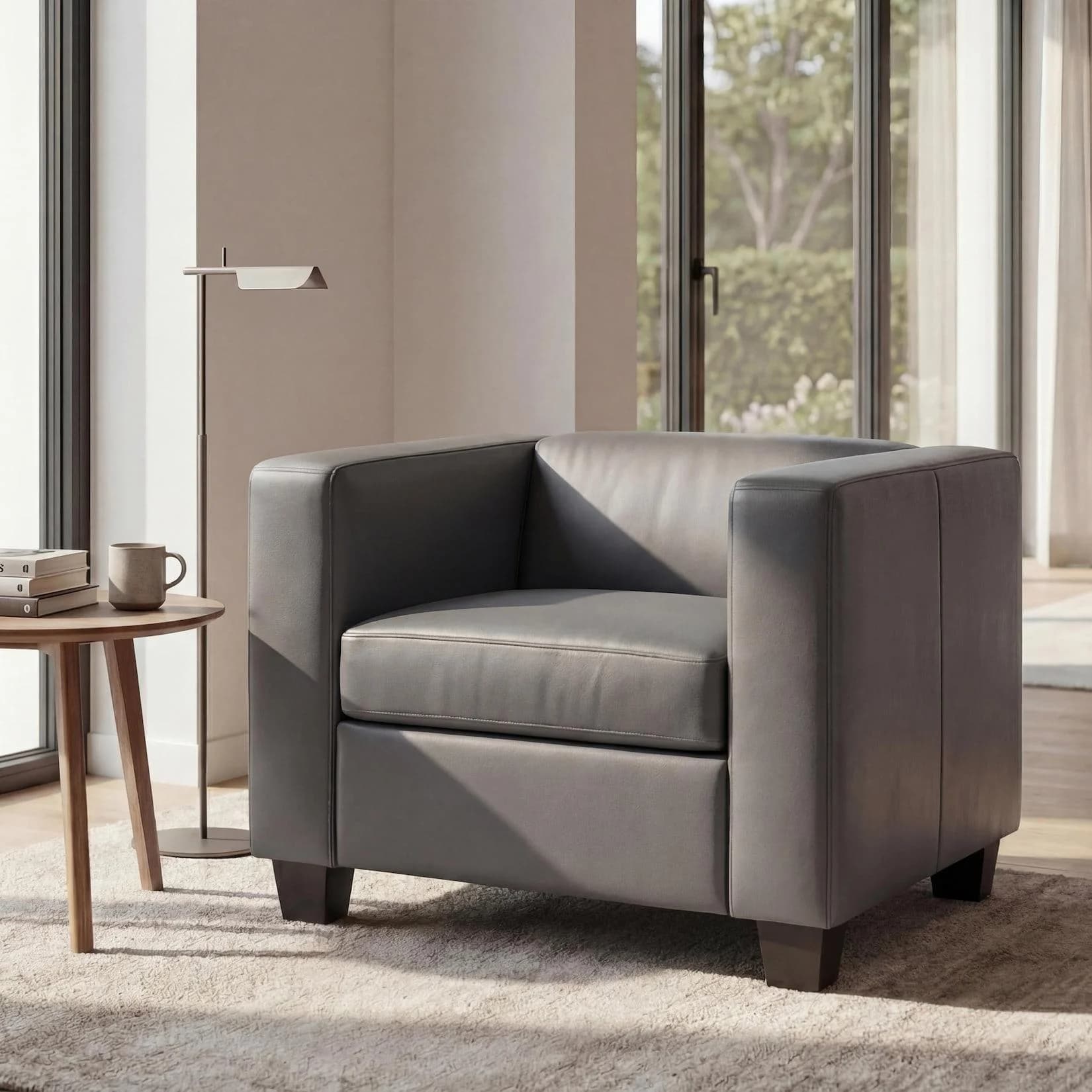 MCW Loungesessel Lille Kunstleder Dunkelgrau