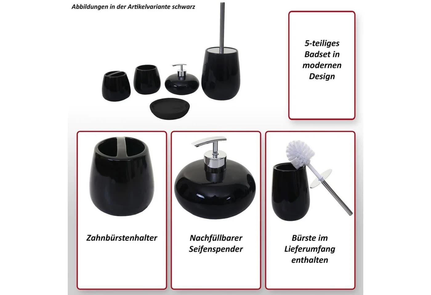MCW Bad-Accessoire-Set 5-tlg. Keramik Weiß Seifenspender - Bild 4