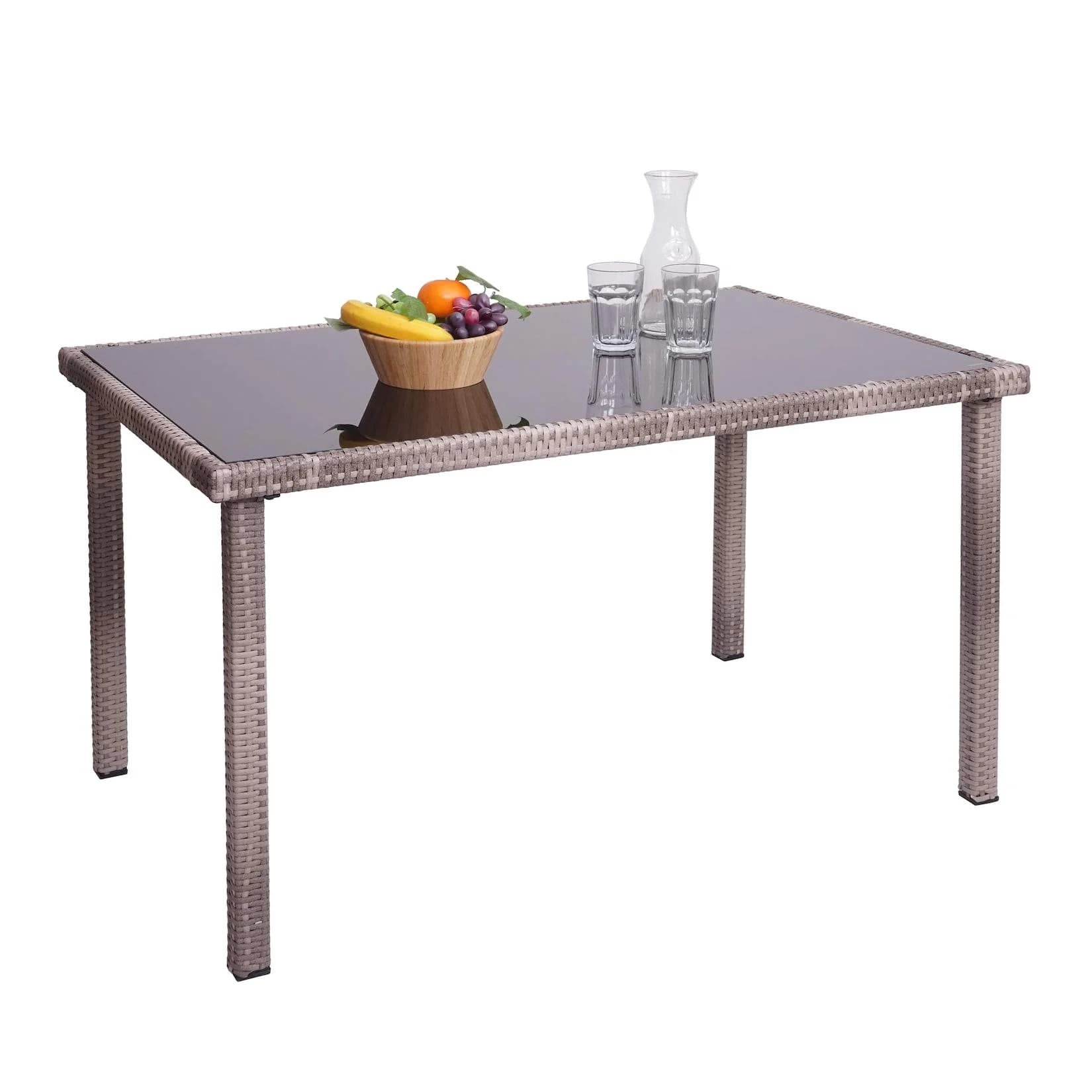 MCW Poly-Rattan Gartentisch Grau-Braun 120x75cm