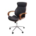 MCW-H39 Bürostuhl Schwarz Kunstleder Walnuss-Optik 360° Drehstuhl Bild 2