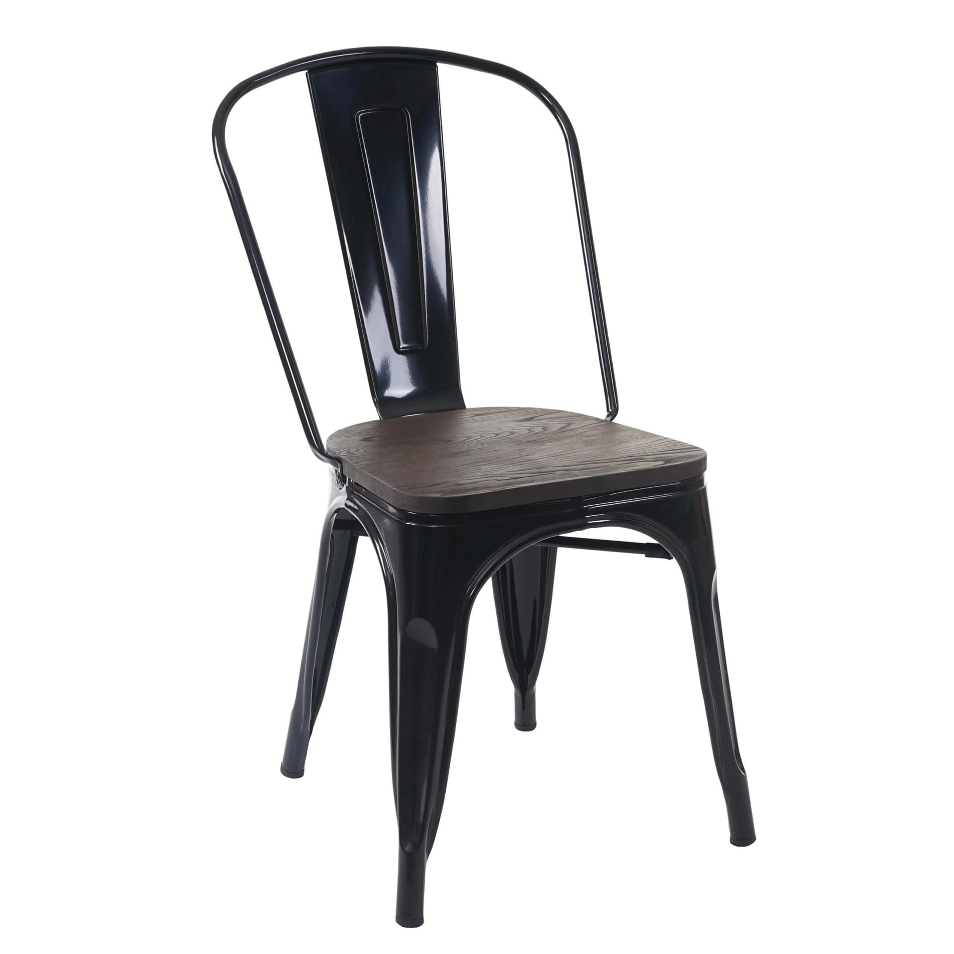 MCW-A73 Bistrostuhl Stapelbar Schwarz Metall Holz-Sitzfläche - Bild 2