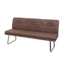 Sitzbank MCW-H70 Esszimmerbank Polsterbank Rückenlehne Stoff/Textil Edelstahl gebürstet Braun 180cm Bild 1