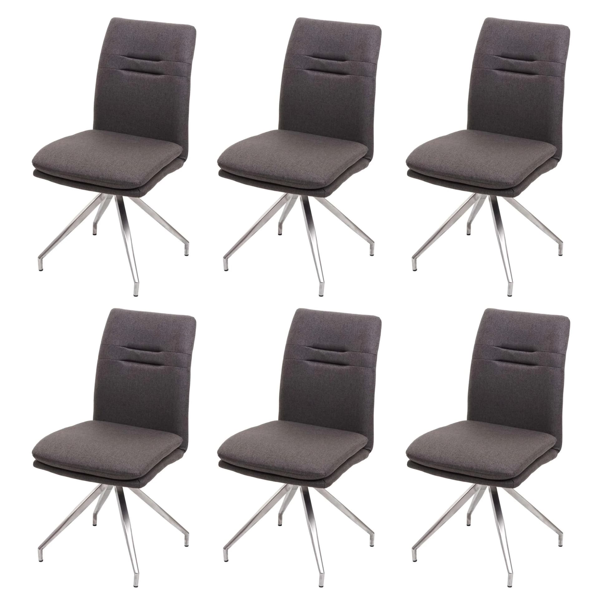 MCW 6er-Set Esszimmerstuhl Grau-Braun Stoff Edelstahl - Bild 2