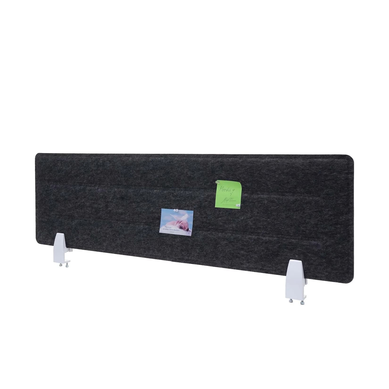 MCW Tischtrennwand Schwarz mit Pinnwand und Klemmen