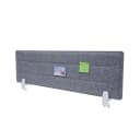 Tischtrennwand MCW-G76 Büro-Sichtschutz Schreibtisch Pinnwand Klemmen Stoff/Textil mit Prägung ~ 100x30cm grau Bild 1