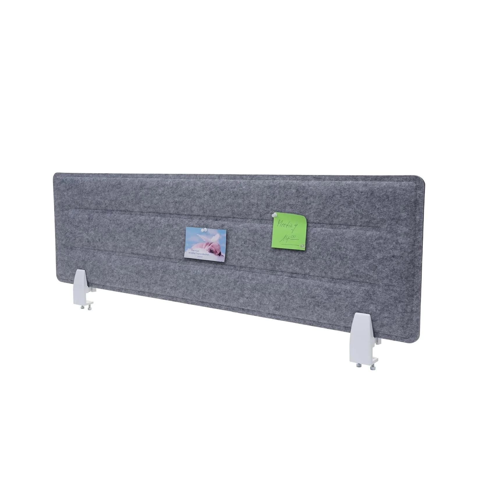 Tischtrennwand MCW-G76 Büro-Sichtschutz Schreibtisch Pinnwand Klemmen Stoff/Textil mit Prägung ~ 100x30cm grau