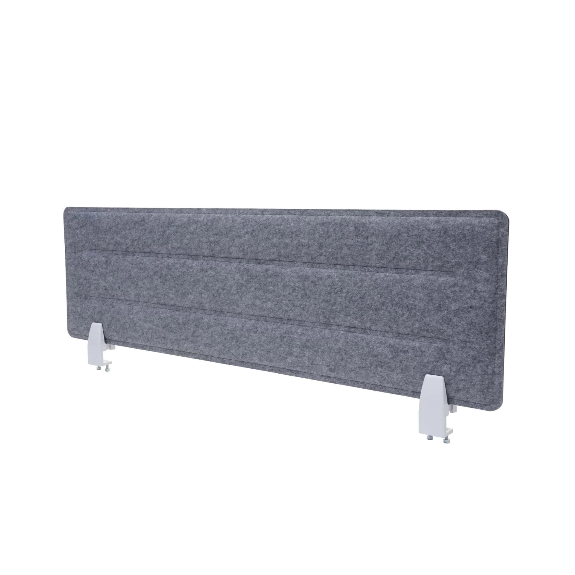 Tischtrennwand MCW-G76 Büro-Sichtschutz Schreibtisch Pinnwand Klemmen Stoff/Textil mit Prägung ~ 100x30cm grau - Bild 2
