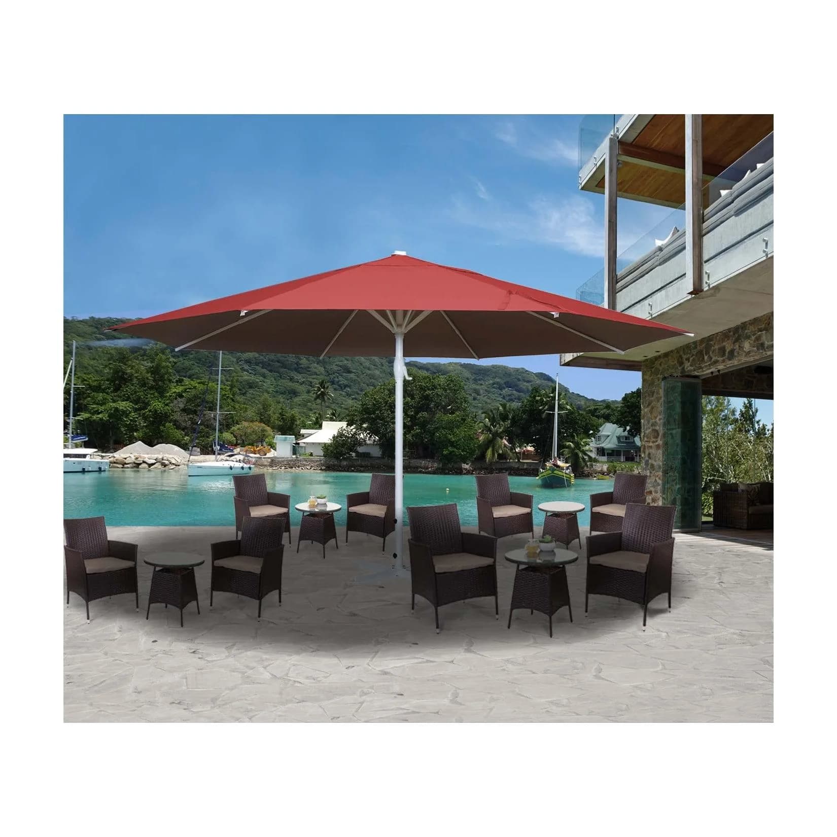 Sonnenschirm Carpi II Gastronomie Marktschirm 5m Polyester Aluminiummast Rot